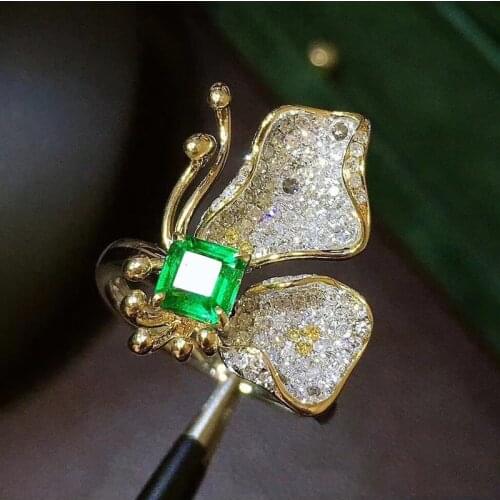 Fashion Butterfly Ring Charm Insect Jewelry Inlay Full Shiny Small Zircon Delicate Stud Earrings For Women Wedding Party Gift