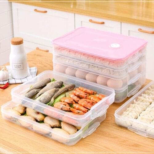 1PC Refrigerator Fresh Eggs Storage Case Food Container No Divide Kitchen Storage Box Dumpling Clear Container Box Kitchen Items