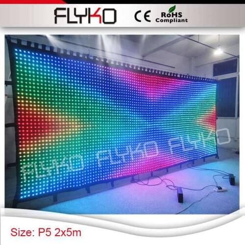 Stage backdrop PC controller 2m by 5m P5CM led video screen curtain stage indoor decoratioin