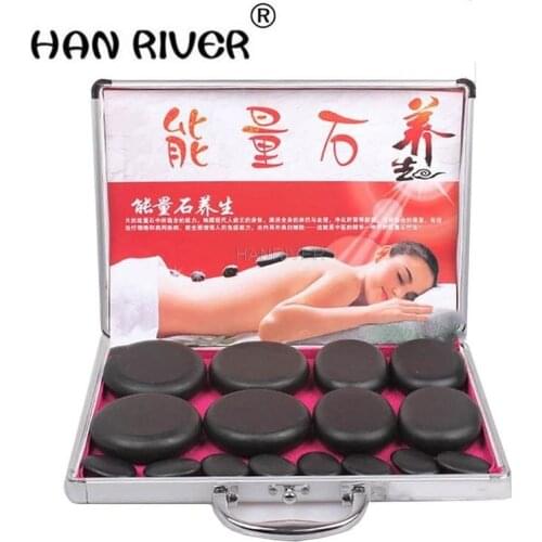 16pcs/set lava Natural Energy Massage stones massage stone hot spa rock basalt stone with heater box 110-240V