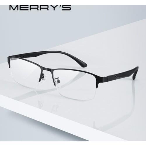 MERRYS DESIGN Men Titanium Alloy Half Glasses Frame TR90 Legs Prescription Eyeglasses Optical Frame S2318