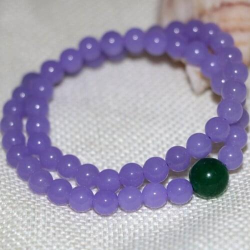 Natural stone 6mm purple jades chalcedony round beads bracelets multilayer stone high quality party gifts jewelry 13inch B2899