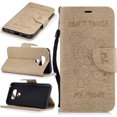 Wholesale Luxury Embossing Pattern Bear PU Leather Cases for LG G6 Flip Mobile Phone Cases with Wallet Card Holders & Kickstand