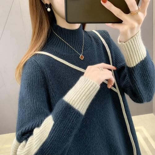Autumn and Winter New Turtleneck Sweater Women Korean Version of Loose and Thin Knitted Bottoming Shirt Fashion All-match Top