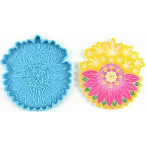Sunflower Maple Leaf Coaster Epoxy Resin Mold Cup Mat Coaster Holder Casting Silicone Mould DIY Crafts Decoration Tool