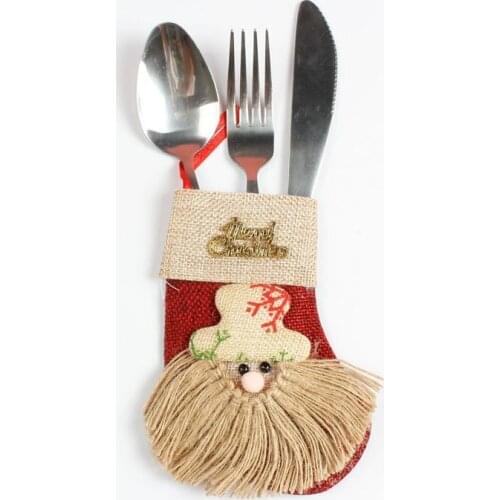 Portable Cutlery Storage Bag Christmas Dinning Table Decoration Fork Cover Cutlery Pouch Home Tableware Holder Home Decor