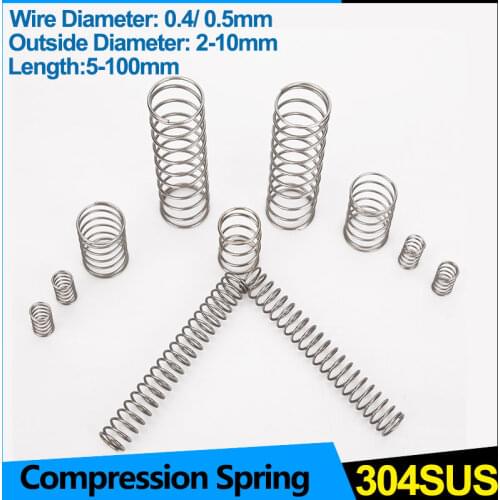 Stainless Steel Compression Spring Wire Diameter 0.4mm 0.5mm Shock Absorbing Return Spring Damping Pressure Spring Custom