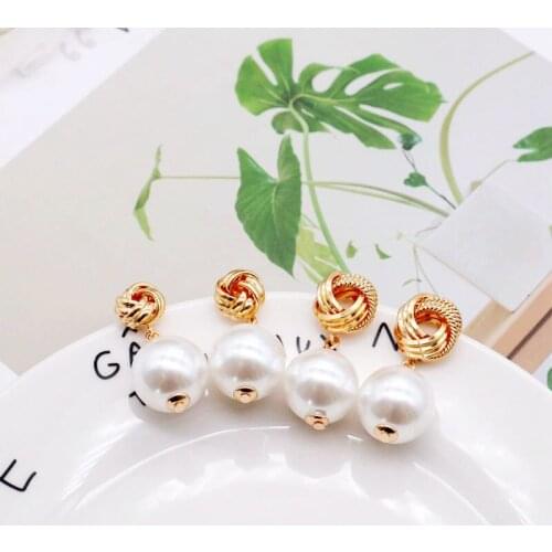 Imitation Pearl Stud Earring Knot Cute Personality Simple Temperament