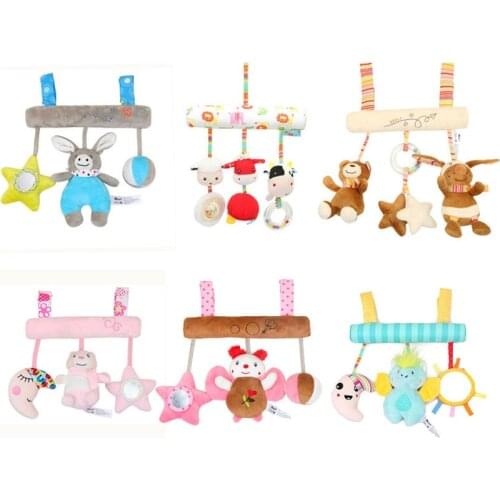 Cute Baby Stroller Toys Anime Plush Sofy Baby Bed Car bells Baby Toys 0-12 Months Musical Appease Rattles For newborn baby