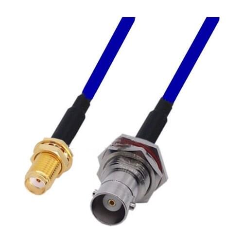 Blue Soft RG142 Double Shielded SMA Female to BNC Female Bulkhead Connector RF Coaxial WIFI Antenna Coax Low Loss Cable 50ohm