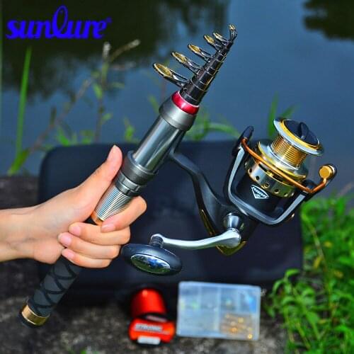 Sunlure 9/10/11 Section 1.8M-2.7M High Carbon Telescopic Fishing Rod Metal Handle Sea Fishing Rod Fishing Tackle With Bag Set