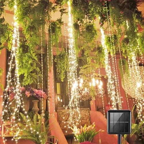 Solar Firefly Bunch Lights 8 Flashing Modes Fairy Copper Wire Decorative Vine Solar Watering Can Lights, Outdoor Decor Lights