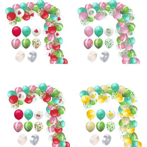 62pcs/set Cartoon Flamingo Fruit Style Latex Balloon Set DIY Confetti Ballons Hawaiian Party Birthday Wedding Home Garden Decor