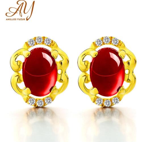 Anillos Yuzuk 925 Sterling Silver Jewelry Elegant Chalcedony Stud Earrings For Women Lover Gift Fashion Jewelry 3 Color