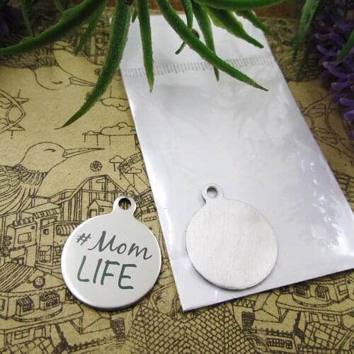 20pcs--"# Mom Life"stainless steel charms 5 styles for choosing DIY Charms for necklace bracelets