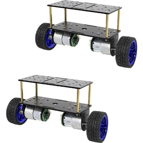 2xRobot Car Platform DC 12V Motor Chassis Stepper Motor For DIY Blue