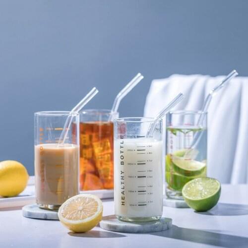 300ml Breakfast Cup Glass Split High Boric Silicon Transparent Milk Cup Thickened Heat-Resistant Glass