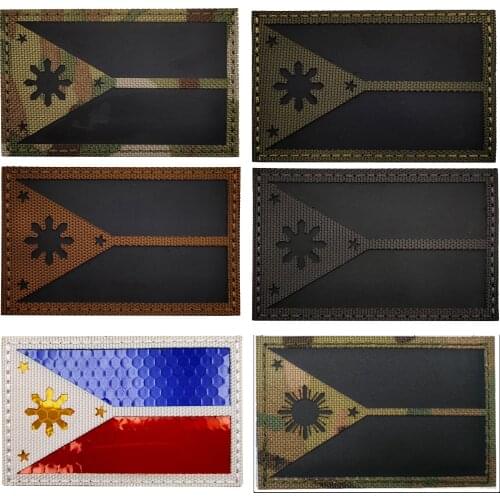 3D Philippines Flag Infrared Reflective Military Army Tactical Embroidery Paste Patch Hook Support Clothes Clothes Cap