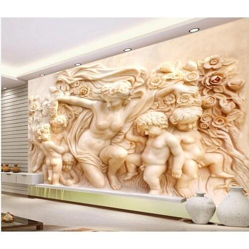 Custom photo 3d wallpaper European angel cupid relief tv background living room home decor 3d wall murals wallpaper for wall 3 d