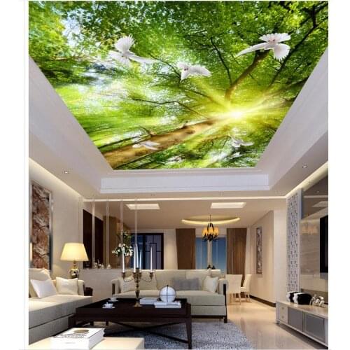 3d mural paintings Tree sunshine pigeons Wall murals nature ceiling Home Decoration 3d stereoscopic wallpaper ceiling