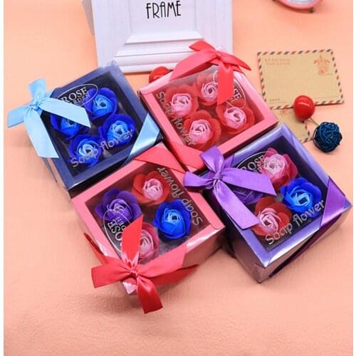 Valentines Day 4pc Best Scented Bath Body Petal Rose Flower Soap Flower gift For Home Wedding Decoration Gift