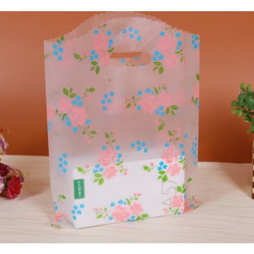 50pcs 15*20cm Plastic Handle Bag Small Jewelry Packing Bag Party Favor Bags For Candy Cookie Gift Box Packaging Bag