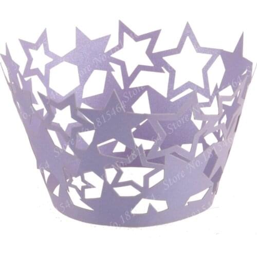 60pcs Laser Cut Star Cupcake Wrappers Baking Cake Birthday Baby Shower Christening Muffin Cup Cake Cup Mold Party Decoration