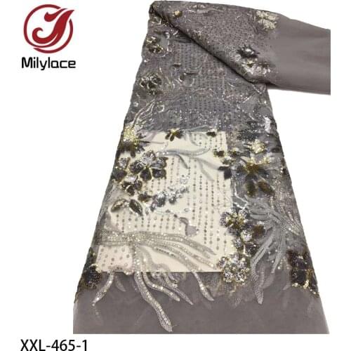 African Lace Fabric 5 Yards Luxury Multicolor Sequins Net Lace Material Nigerian Fabrics for Party Dress XXL-465