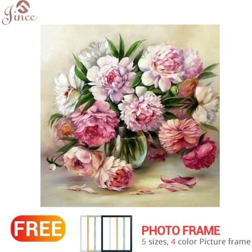 5D DIY Diamond Flower Arrangement Flower Vase Cross Stitch Diamond Embroidery Mosaic Diamond Home Decor With Frame