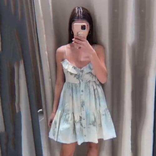 Ardm Fashion Floral Print Mini Dresses For Women 2021 Vintage Sleeveless Backless With Lining Slip Summer Dress Vestido De Mujer