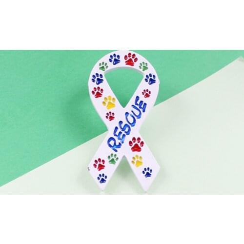 White Rescue Bow Colorful Footprints Brooch Visiting Patients Gifts Pins Souvenir Gifts For Friends Mercy Charitable Activities