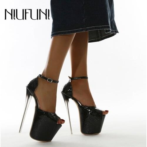 NIUFUNI 2021 Plus Size Fashion 35-42 Platform Peep Toe Women Sandals Stiletto High Heels Buckle Women Shoes sandales femmes