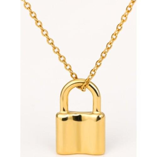Goth Padlock Necklace For Women Men Stainless Steel Hip Hop Punk Rock Lock Pendant Choker Gold Chain Necklace Aesthetic Jewelry