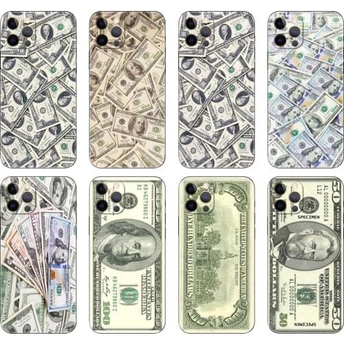Black tpu case for iphone 5s se 6 6s 7 8 plus x 10 XR XS 11 12 mini pro MAX back cover Money Dollars Bill Cash Ben Franklin
