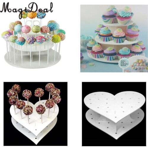 MagiDeal Acrylic Heart/Round 15 Holes/42 Holes Lollipop Holder Cake Pop Display Stand Wedding Party Decor Candy Stand Cake Tools