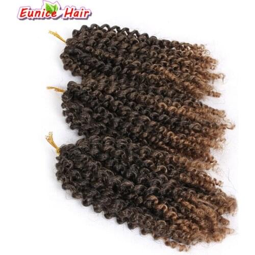 Ombre Braiding 12pcs/4packs Synthetic Bulk Hair Extensions 8" Mali Bob Afro Twist Kinky Curly Crochet Braids Malibob