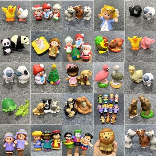BIXE Fisher Lot Little 2inch Mini People Farm Zoo Animal Cartoon action figures toys Xmas gift
