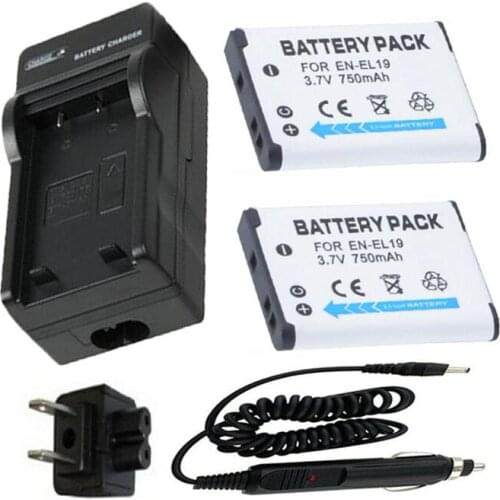 EN-EL19 Battery 2-Pack + Charger for Nikon Coolpix S2500, S2600, S2700, S2800, S2900, S4100, S4200, S4300, S4400 Digital Camera