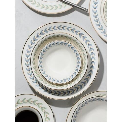 European Personality Phnom Penh Leaf Plate Creative Tableware Set Retro Home Cooking Soup Plate Deep Steak Plate