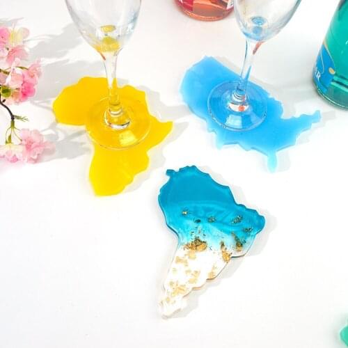 Resin Mold Seven Continents Coaster Silicone Mold For Diy Crystal Epoxy Uv Resin Map Shape Coaster Home Decoration Table Cup Mat
