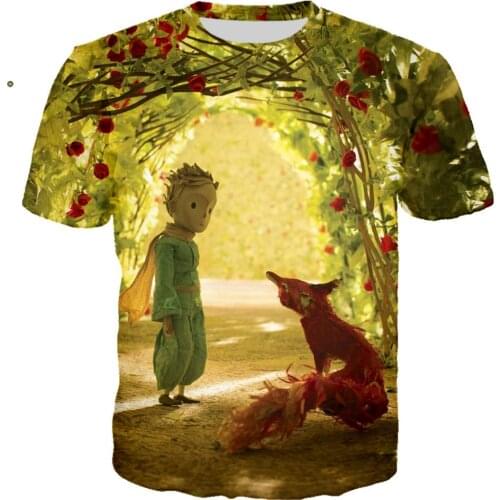 3D Print French The Little Prince t shirt Rose tshirt Men Women Casual Streetwear hip hop clothes harajuku Tops Camiseta hombre
