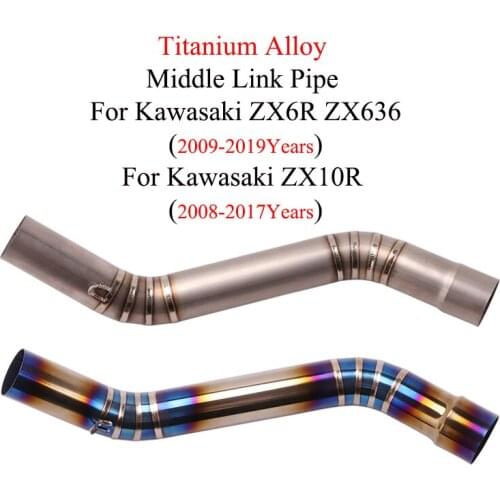 Slip-On For KAWASAKI ZX6R ZX10R ZX636 Motorcycle Exhaust Muffler Modified Connection Middle Tube Link Pipe 51mm Without Muffler