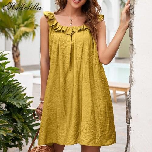 Однотонные летние платья Hallolilla China At AliExpress