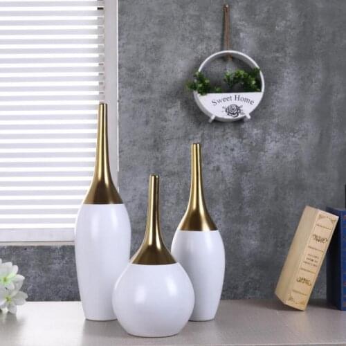 Home Decor Gift Ceramic Tall Vase Big Modern Creative Nordic Gold Long Neck Office Hotle hydroponics Flower Pot