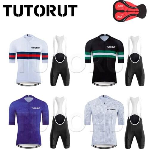 TUTORUT Cycling Sets Men Short Sleeve Summer Bib Shorts MTB Bicycle Wear Quick Dry Cycling Jersey Bike Maillot Ciclismo GEL Pad