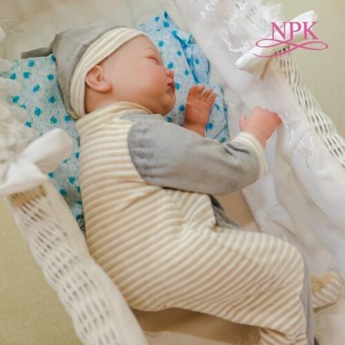 NPK 55CM Lifelike Soft Body Reborn Baby doll Sleeping Life Size Newborn baby doll Flexible Hand-Drawing Hair 3D Skin Tone