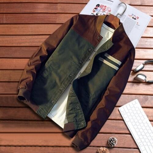 New Trend Mens Military Jacket Autumn Men Slim Fit Casual Bomber Jackets Solid Splice Male Streetwear Outerwear Baseball Coats