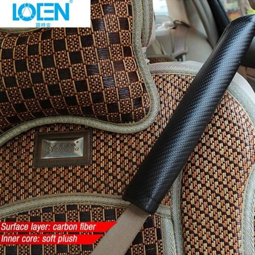 LOEN 2PCS Carbon fiber Leather Car Seat belt Cover Shoulder Protection car-styling pad for toyota audi bmw honda universal car