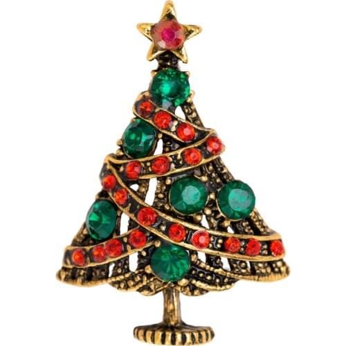 Cute and sweet Christmas tree brooch Christmas gift trend exquisite micro-inlaid zircon brooch Fashion