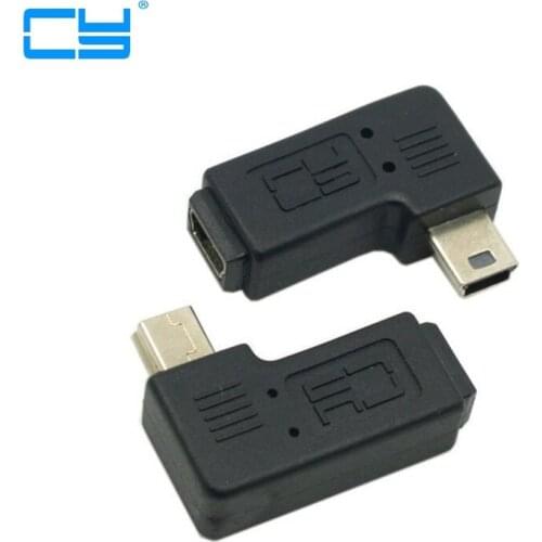 Mini USB 5 Pin Male to Female Extension Adapter 90 Degree Left & Right Angled Mini USB Connector Adaptor